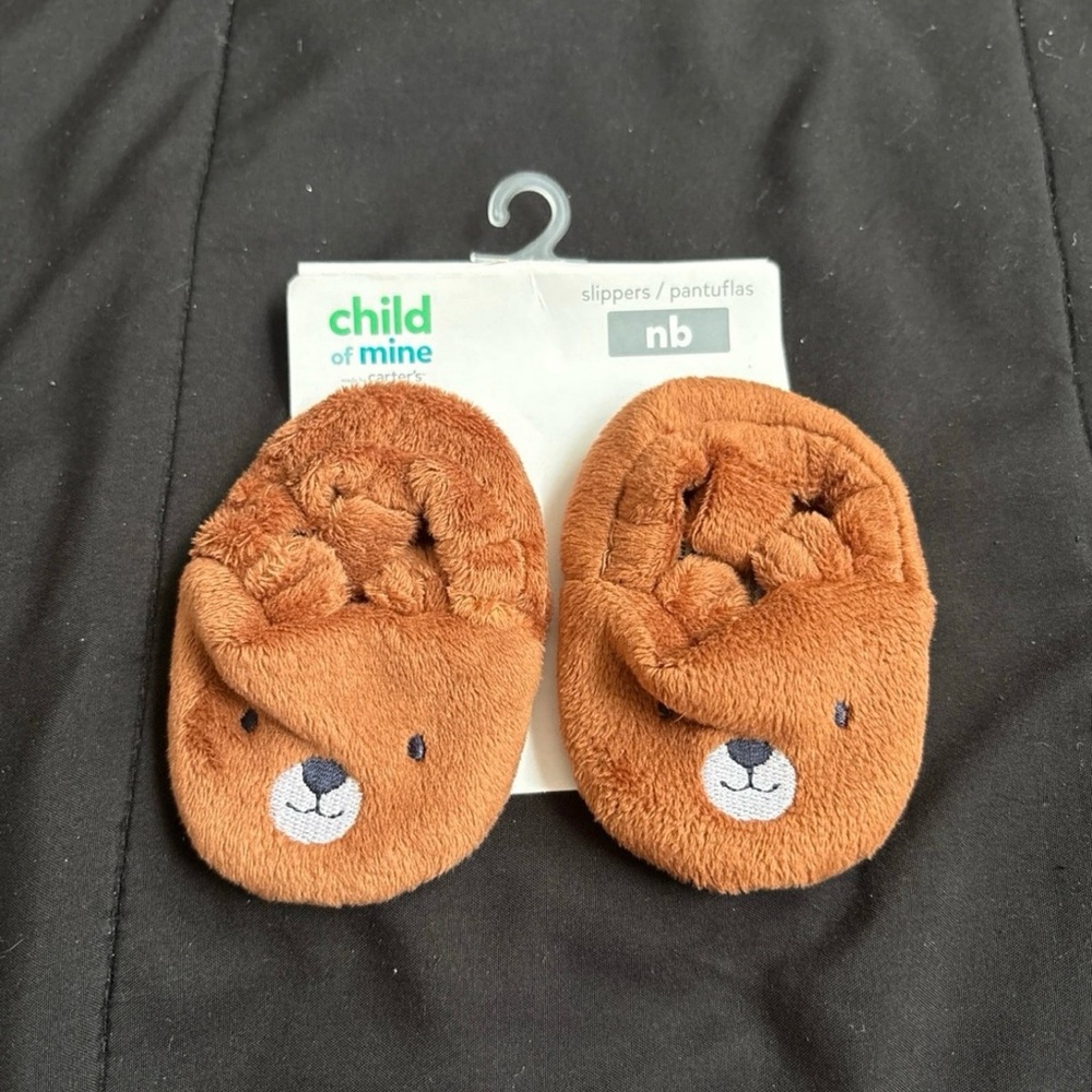 Child Of Mine Carter's Brown Bear Newborn Slippers